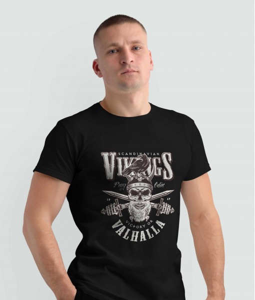 Мъжка тениска с щампа Готика Vikings Valhalla